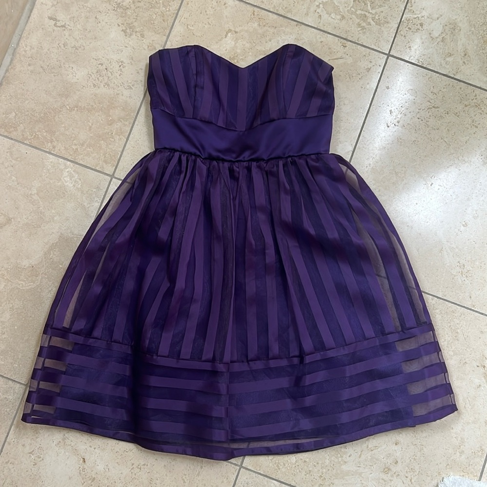 C.W. Designs Purple Girls Formal Strapless Dress